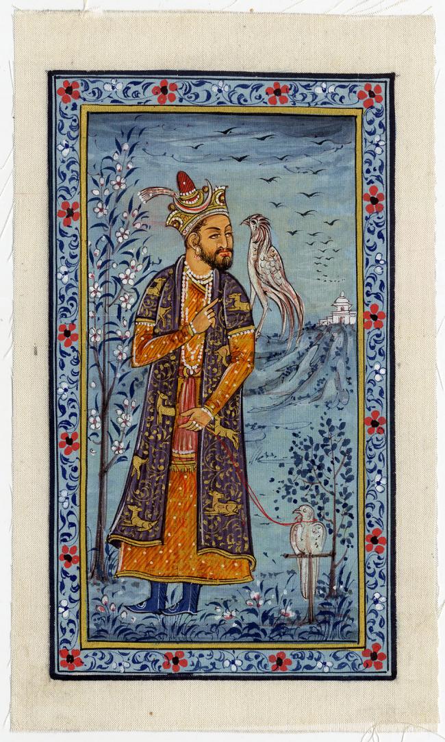 Antique Drawing-MUGHAL-KHAN-FALCONRY-India-20 th. c.